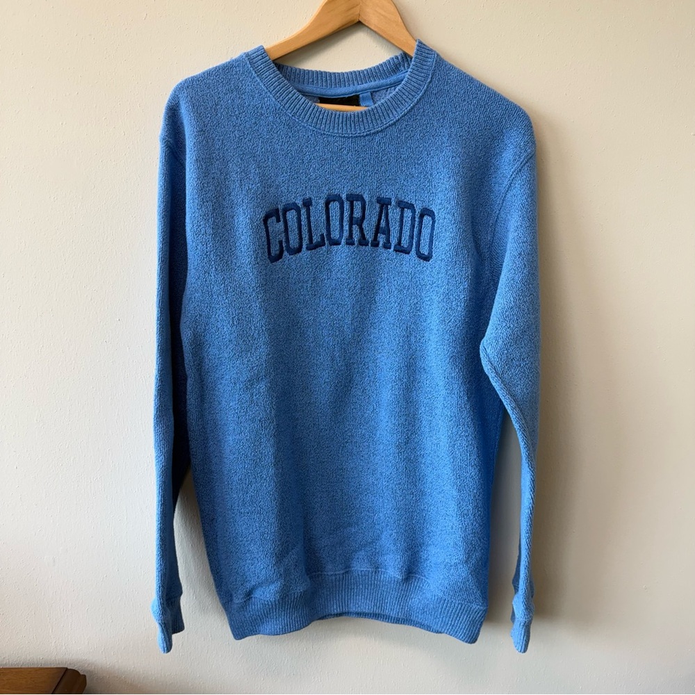 Colorado Embroidered Blue Knit Sweater
